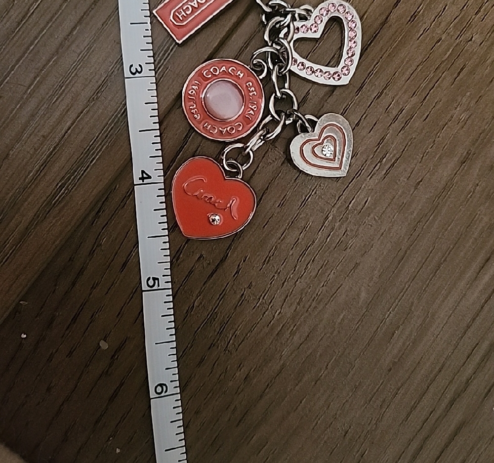 Coach Heart Charm Keychain - Red and Silver - Picture 2 of 2